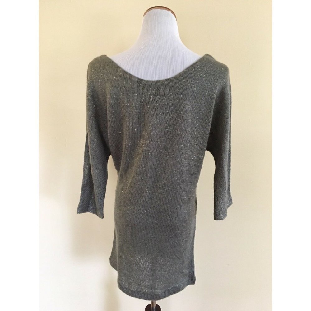 Sparkle and Fade Gray Gold Metallic Long Sweater Sparkle Acrylic Medium NWT - Picture 4 of 8